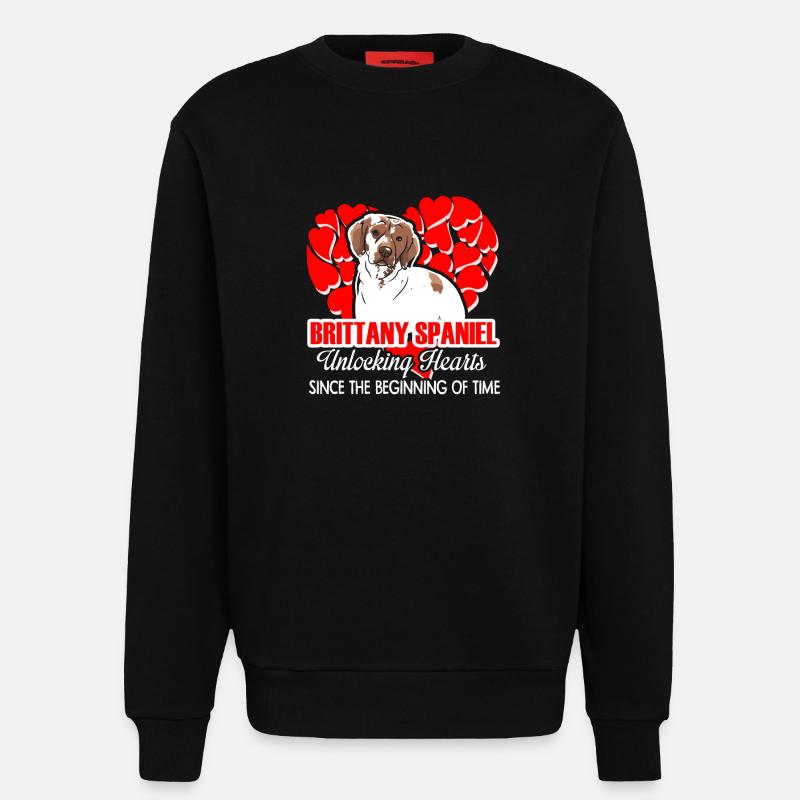 Brittany Spaniel Unlocking Hearts - Sweatshirt - made by SPREAD  - SOLID BLACK