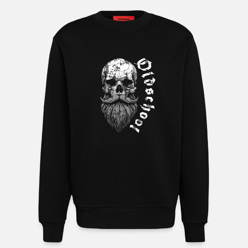 Bärtiger Oldschool Skull - Sweatshirt - made by SPREAD - SOLID BLACK