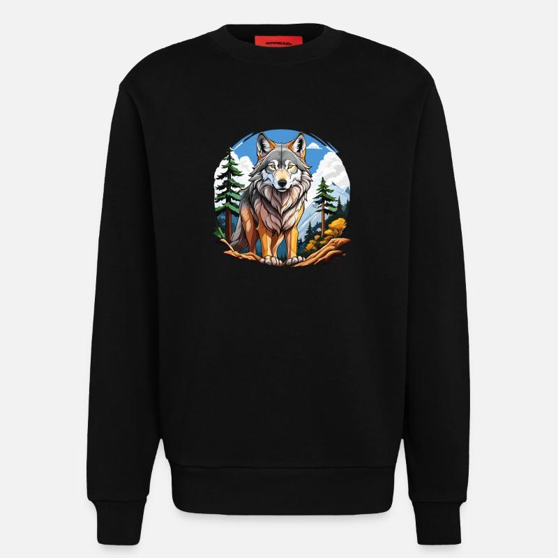 WOLF FOREST - Sweatshirt - made by SPREAD  - SOLID BLACK