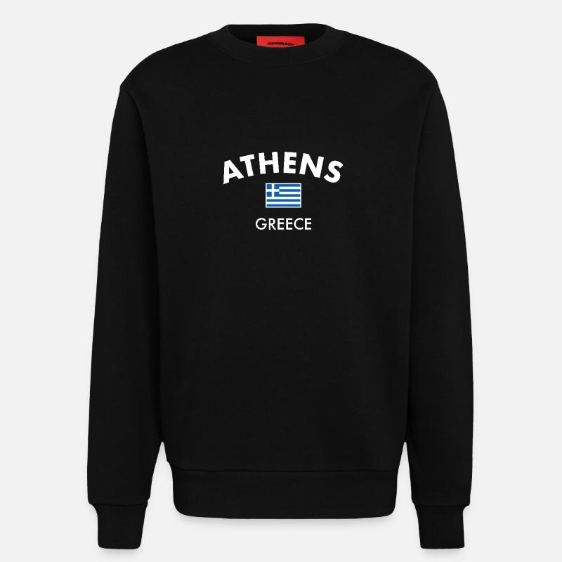 Athènes Grèce Drapeau grec Grec - Sweat bio décontracté fabriqué en UE - SOLID BLACK