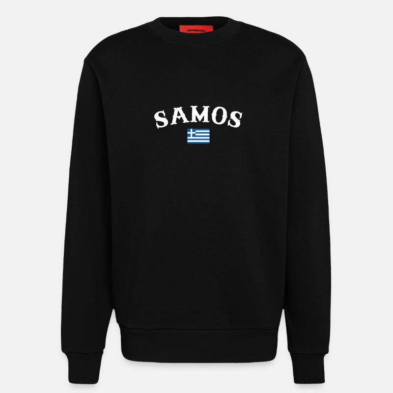 Samos Grèce Drapeau grec Grec - Sweat bio décontracté fabriqué en UE - SOLID BLACK