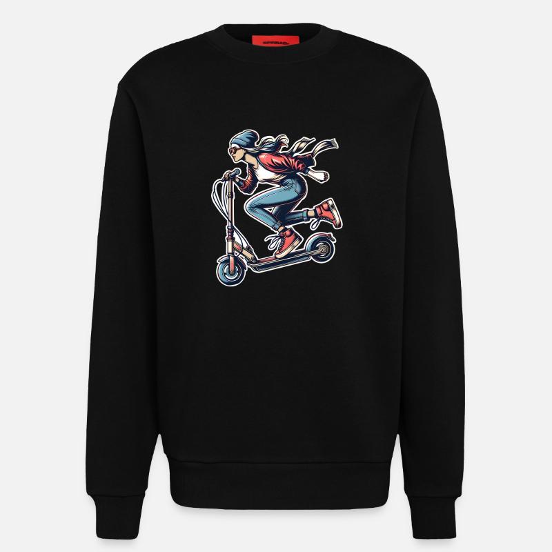 E-Scooter E-Roller Frau Scooter - Sweatshirt - made by SPREAD  - SOLID BLACK