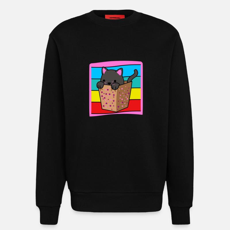 Cat in a box - Sweatshirt - made by SPREAD  - SOLID BLACK