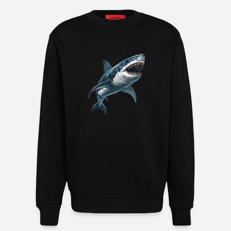 Requins Requin - Sweat bio décontracté fabriqué en UE - SOLID BLACK