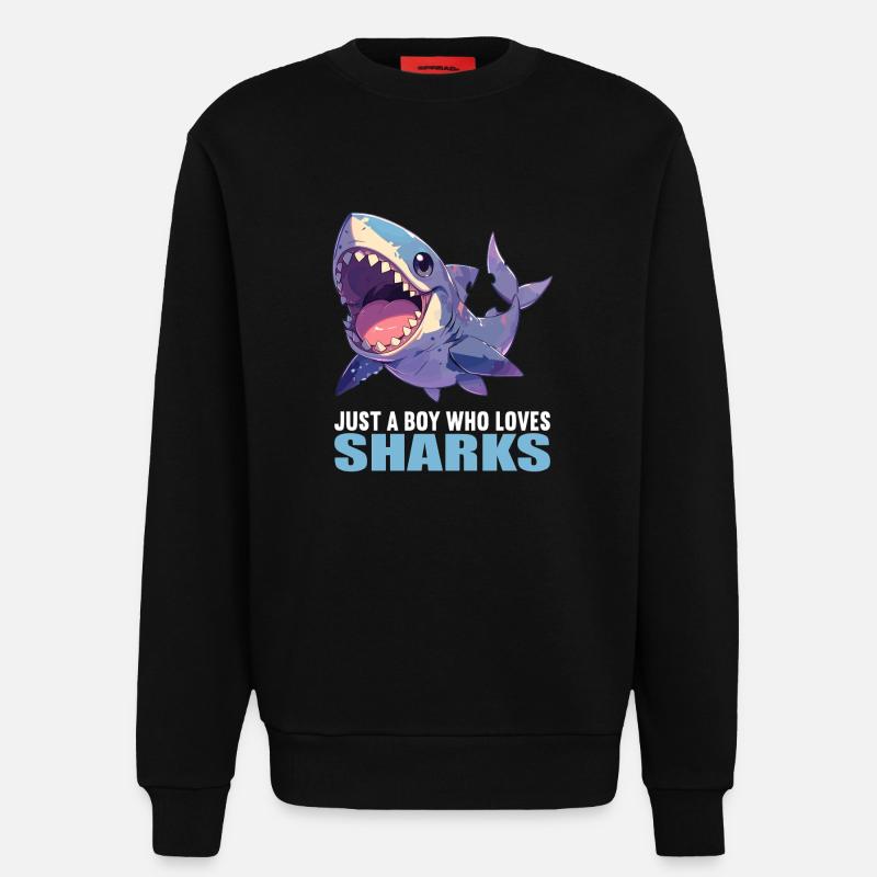 Requins Requin - Sweat bio décontracté fabriqué en UE - SOLID BLACK