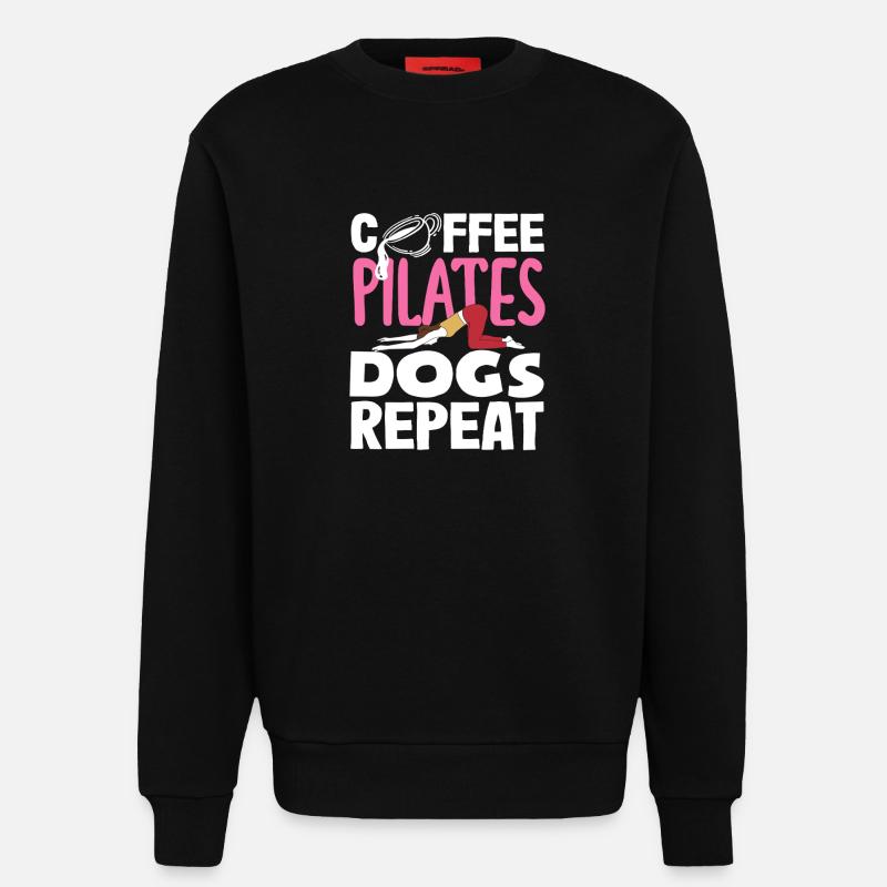 Pilates Café Chiens Répéter - Sweat bio décontracté fabriqué en UE - SOLID BLACK