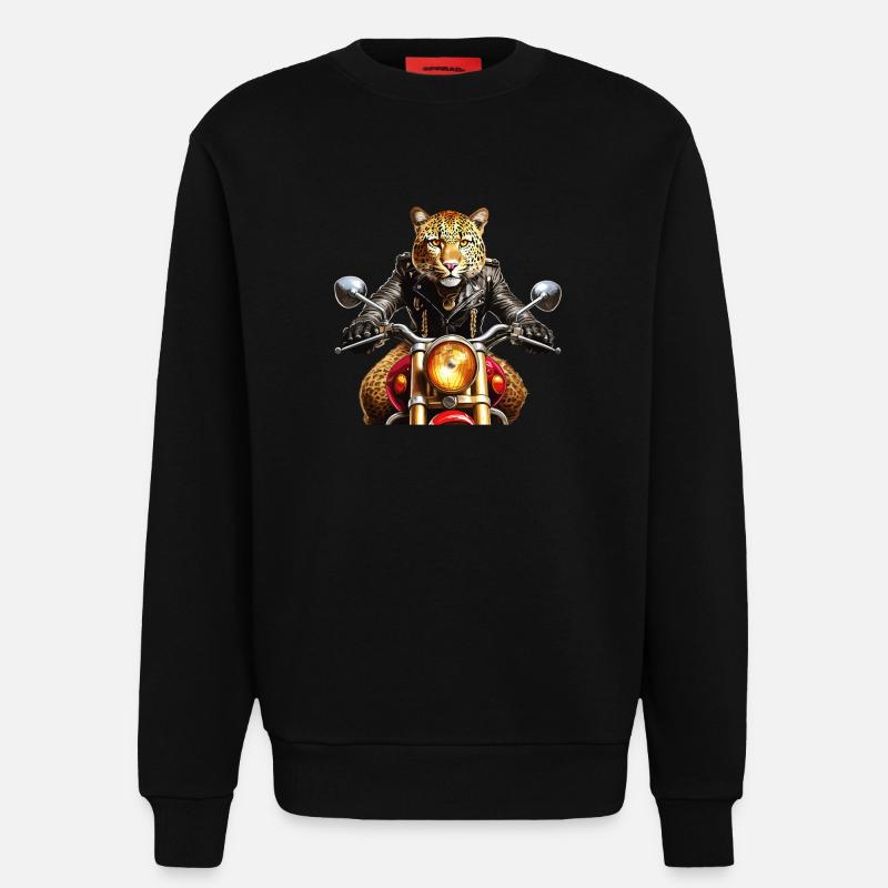 MOTORCYCLE LEOPARD - Sweatshirt - made by SPREAD  - SOLID BLACK