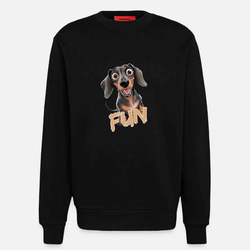 Fröhlicher Dackel mit Text Fun - Sweatshirt - made by SPREAD - SOLID BLACK