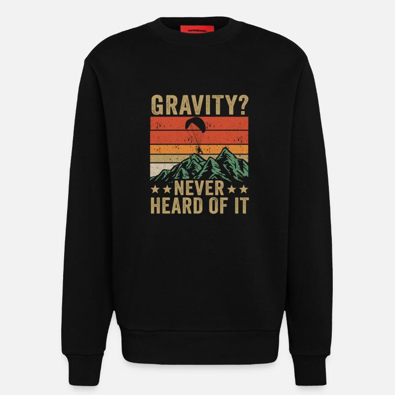 Hilarious Paramotor Gravity Meme - Sweatshirt - made by SPREAD  - SOLID BLACK