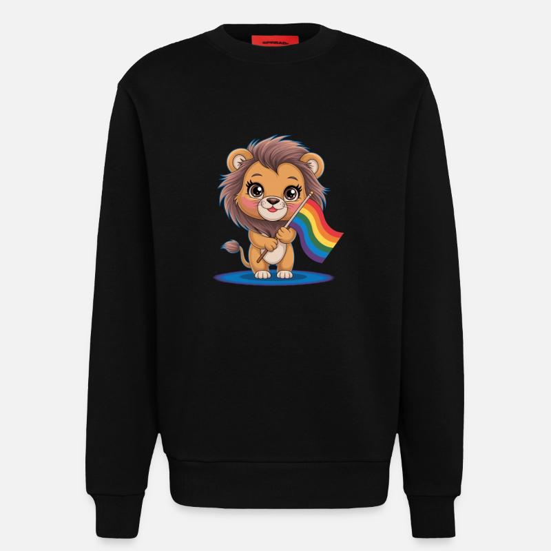 Niedlicher Löwe Mit Regenbogenfahne - Sweatshirt - made by SPREAD  - SOLID BLACK