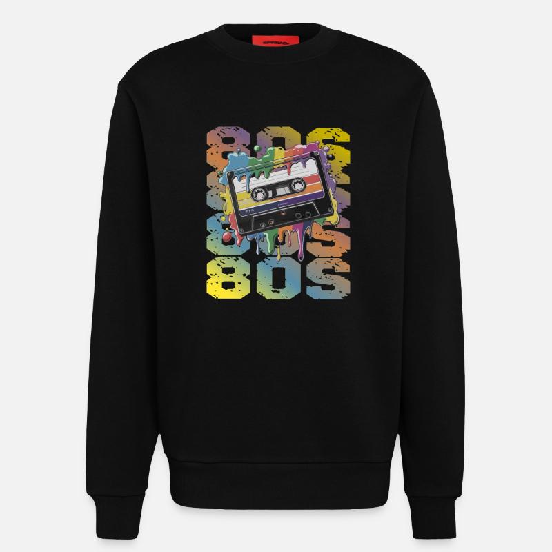 80s Retro Kassette Regenbogen Nostalgie - Sweatshirt - made by SPREAD  - SOLID BLACK