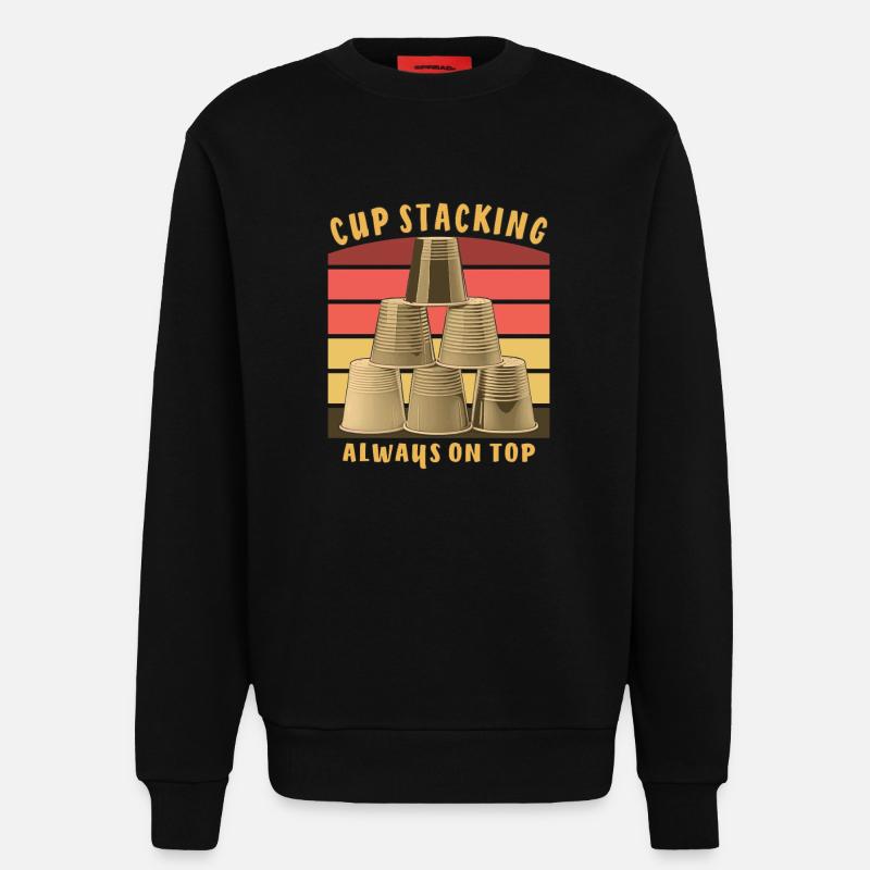 CUP STACKING ALWAYS ON TOP - Sweatshirt - made by SPREAD  - SOLID BLACK