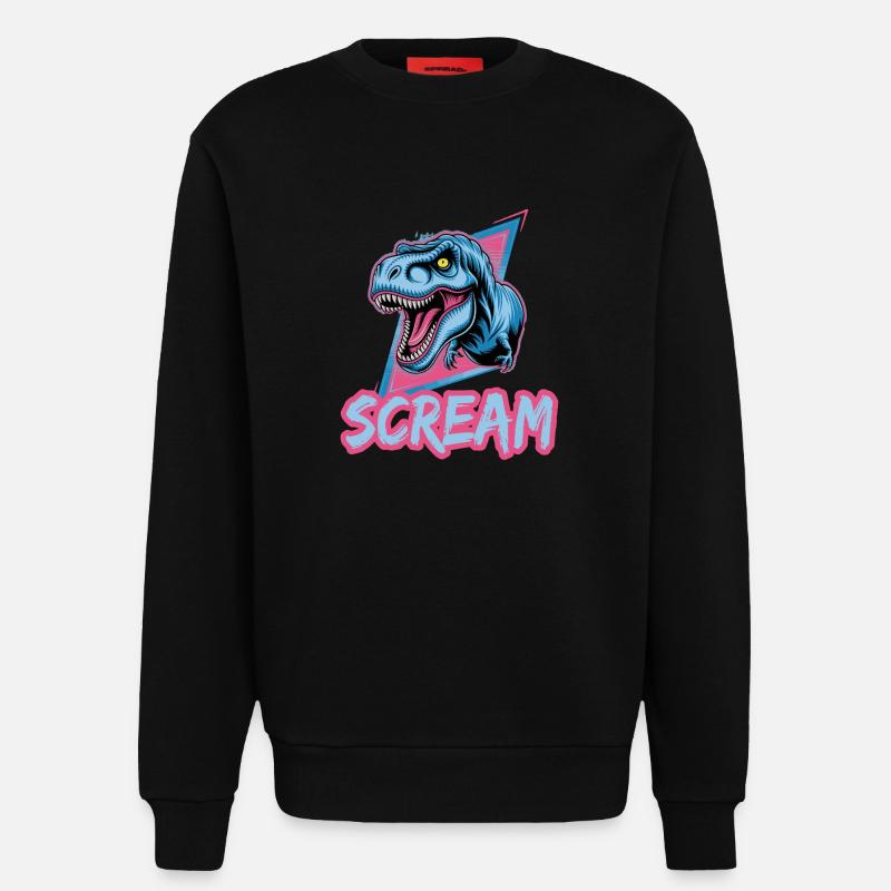 T-Rex Scream Retro Dinosaur Kunst - Sweatshirt - made by SPREAD  - SOLID BLACK