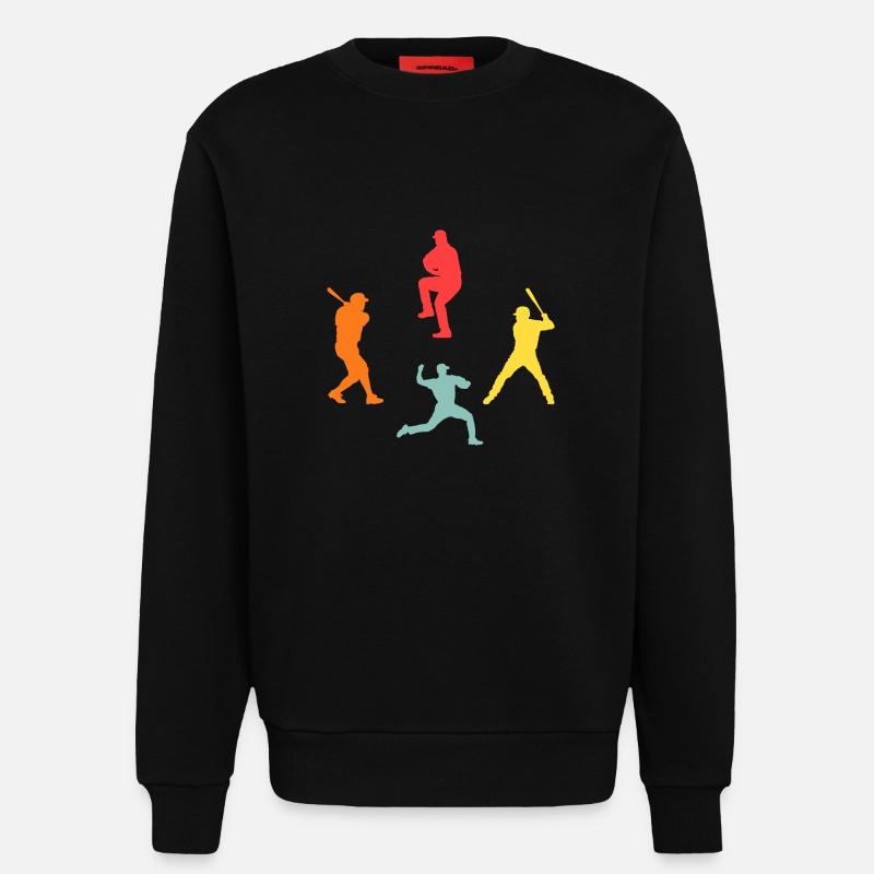 Baseball Player Evolution Baseball - Sweatshirt - made by SPREAD  - SOLID BLACK