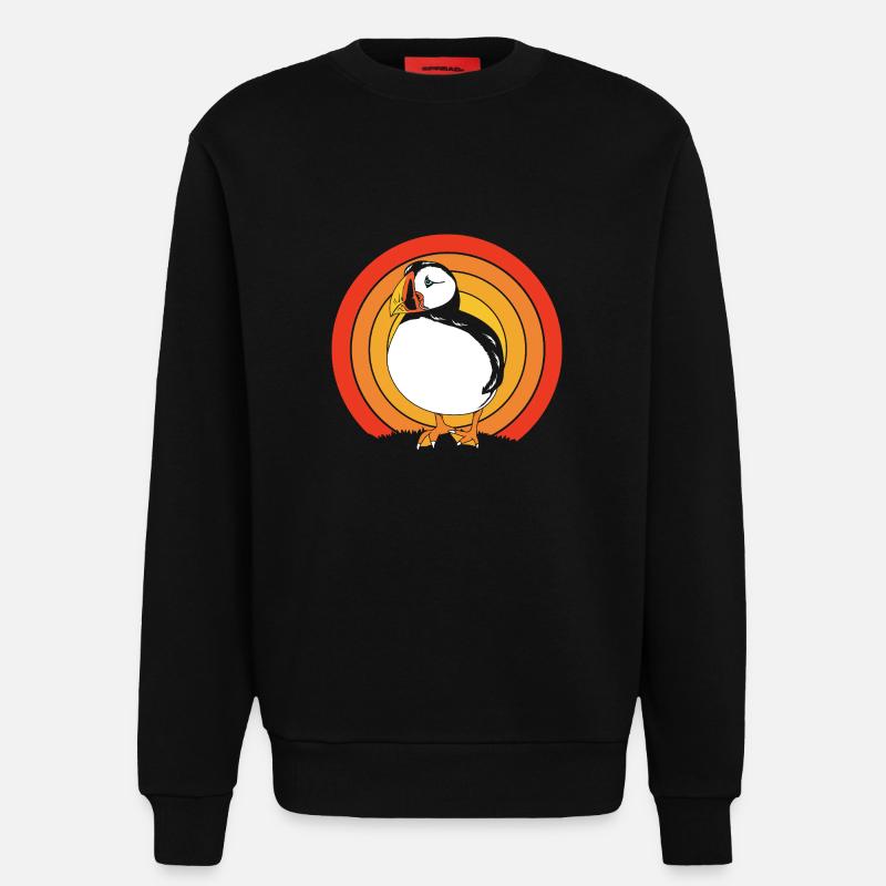 Macareux Papageientaucher - Sweat bio décontracté fabriqué en UE - SOLID BLACK