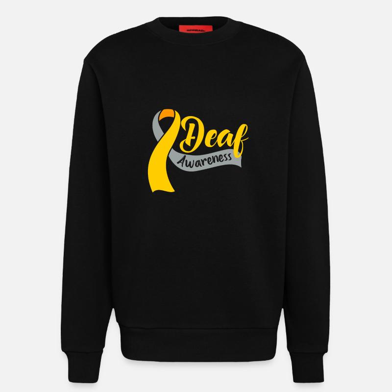 Deaf Deaf Deaf Sign Language - Sweatshirt - made by SPREAD  - SOLID BLACK