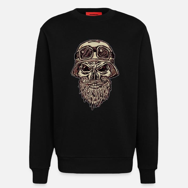 Totenschädel mit Bart und Helm - Sweatshirt - made by SPREAD  - SOLID BLACK