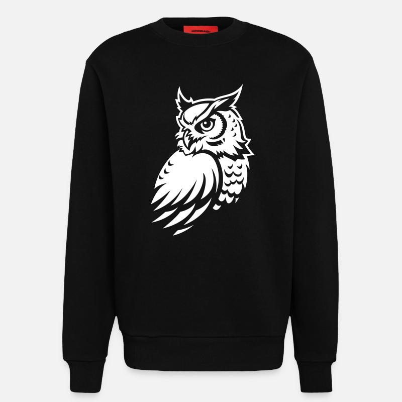 Wachsame Eule – Tattoo Silhouette - Sweatshirt - made by SPREAD  - SOLID BLACK