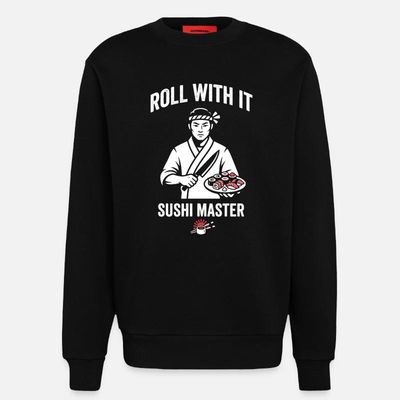 Roll With It Sushi Master - Sweatshirt - made by SPREAD - SOLID BLACK