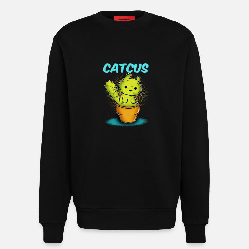 Cat / CATCUS / Cactus / Gift - Sweatshirt - made by SPREAD  - SOLID BLACK