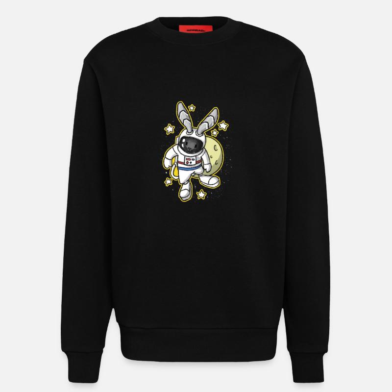 Bunny Easter Space Astronaut Gift - Sweatshirt - made by SPREAD  - SOLID BLACK