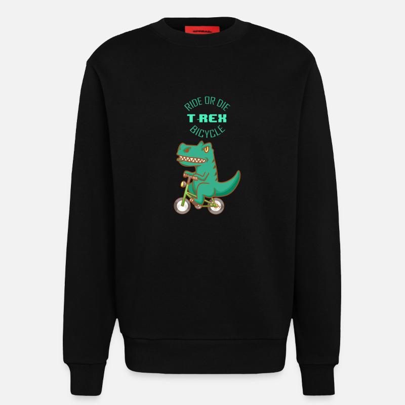 Strample oder sterbe - T-Rex Fahrrad - Sweatshirt - made by SPREAD  - SOLID BLACK