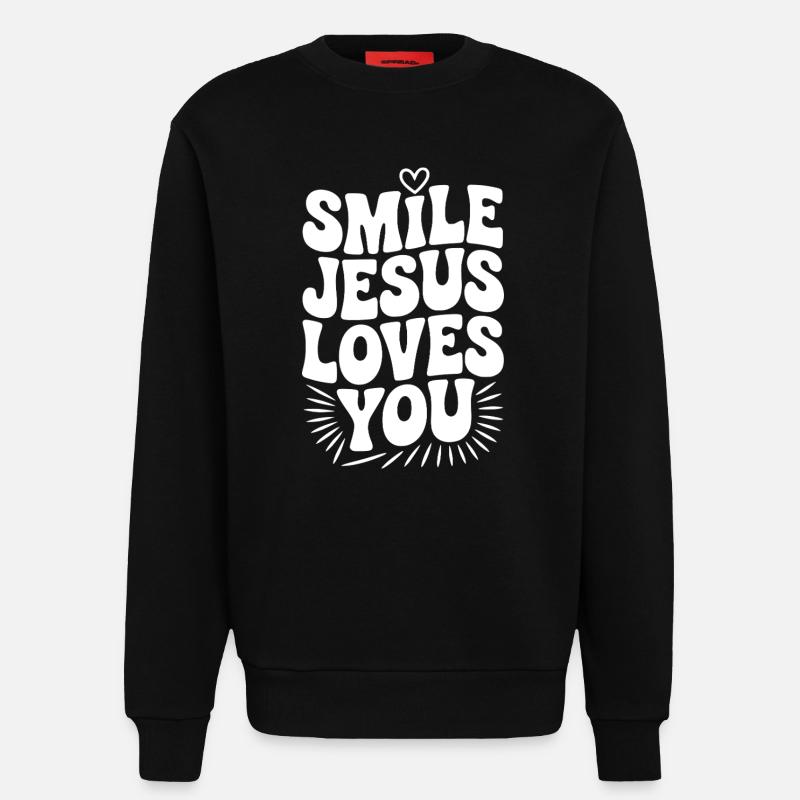 Lächle Jesus Liebe dich - Sweatshirt - made by SPREAD  - SOLID BLACK