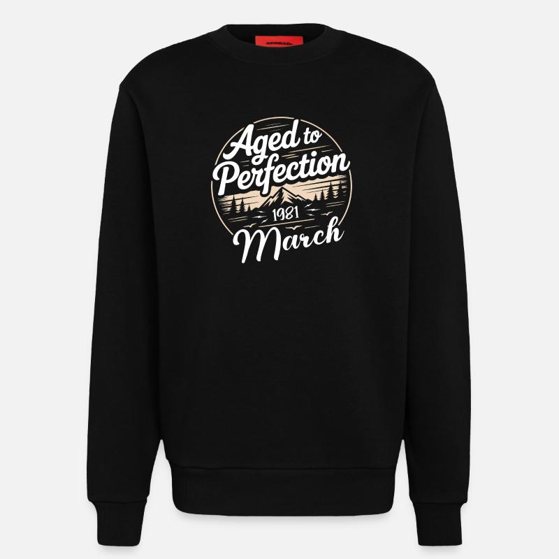 Cadeau d’anniversaire mars 1981 - Sweat bio décontracté fabriqué en UE - SOLID BLACK