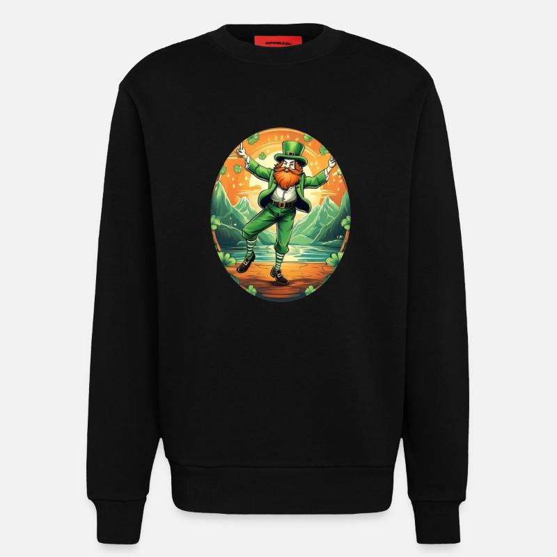 Danse trèfle de la Saint-Patrick - Sweat bio décontracté fabriqué en UE - SOLID BLACK