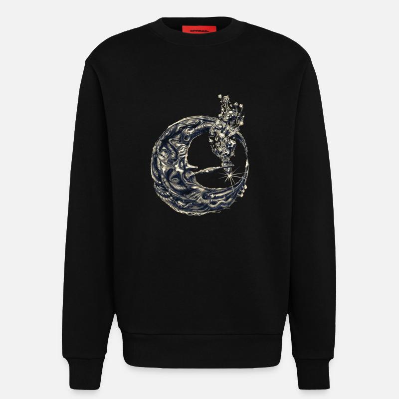 Mond mit Pfeife - Sweatshirt - made by SPREAD - SOLID BLACK