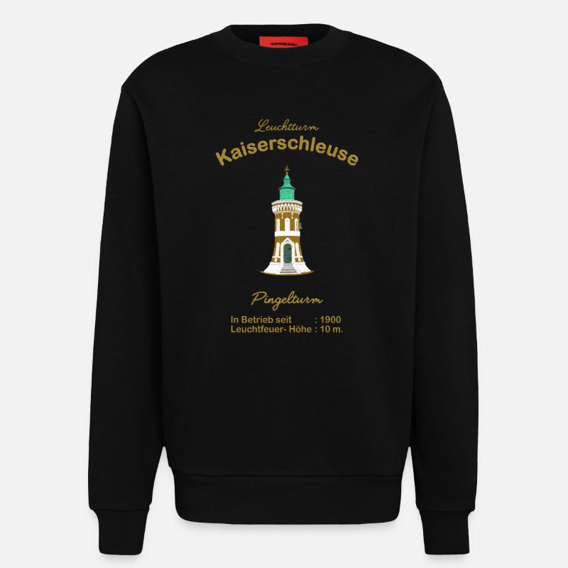 Leuchtturm Kaiserschleuse, Pingelturm, Bremerhaven - Sweatshirt - made by SPREAD  - SOLID BLACK