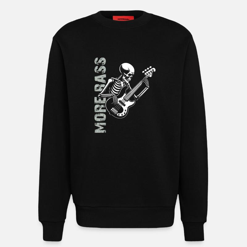 Plus Basse - Skeleton avec Basse - Sweat bio décontracté fabriqué en UE - SOLID BLACK