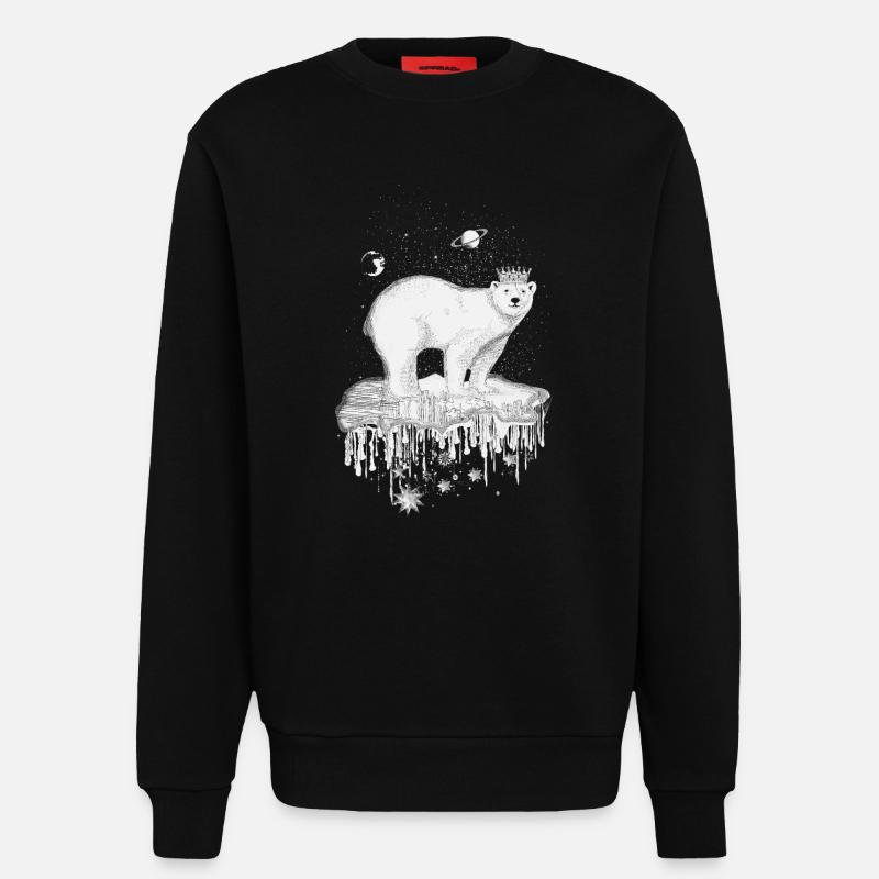 Eisbär mit Krone auf Eisscholle - Sweatshirt - made by SPREAD  - SOLID BLACK