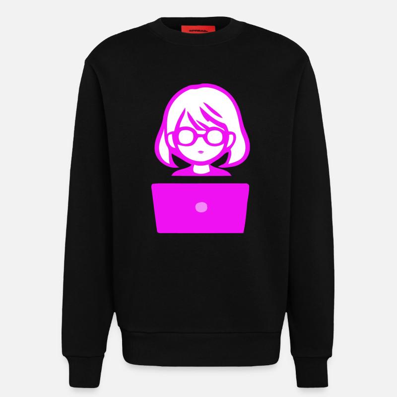 Woman with Computer Programmer Coder - Sweatshirt - made by SPREAD  - SOLID BLACK
