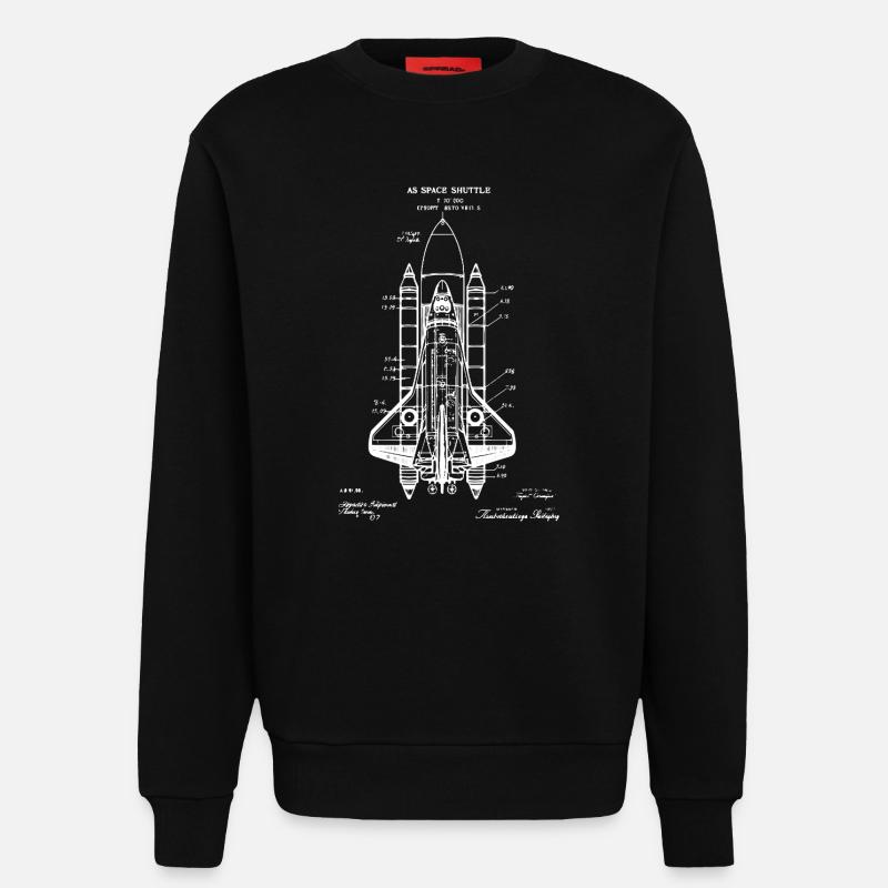 Plan de la navette spatiale - Sweat bio décontracté fabriqué en UE - SOLID BLACK