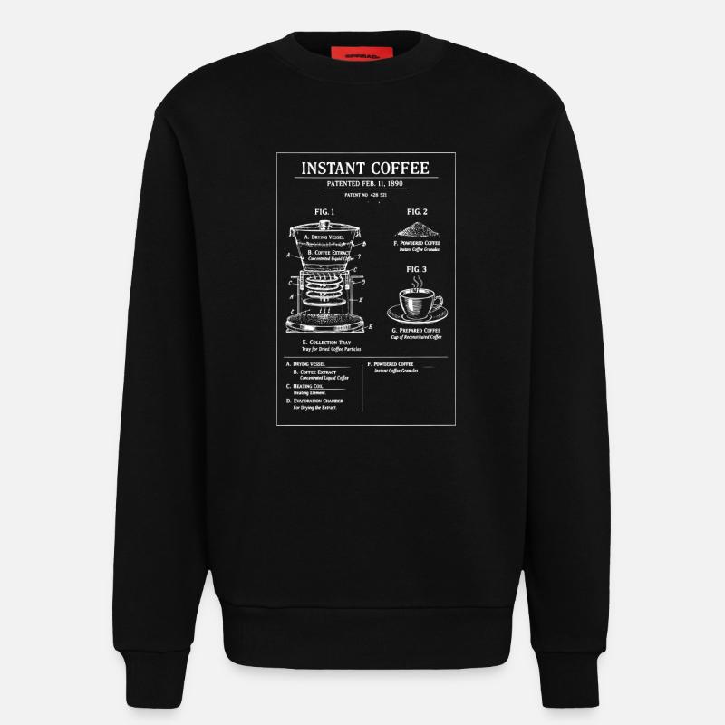 Illustration du plan de café instantané - Sweat bio décontracté fabriqué en UE - SOLID BLACK