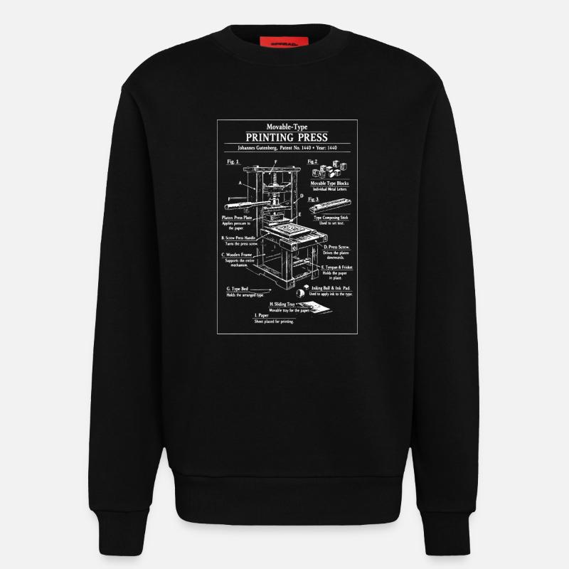 Plan d’impression classique - Sweat bio décontracté fabriqué en UE - SOLID BLACK