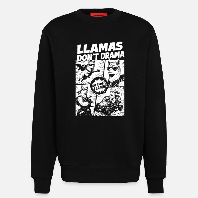 Llama Mode Action Comic - Sweatshirt - made by SPREAD  - SOLID BLACK