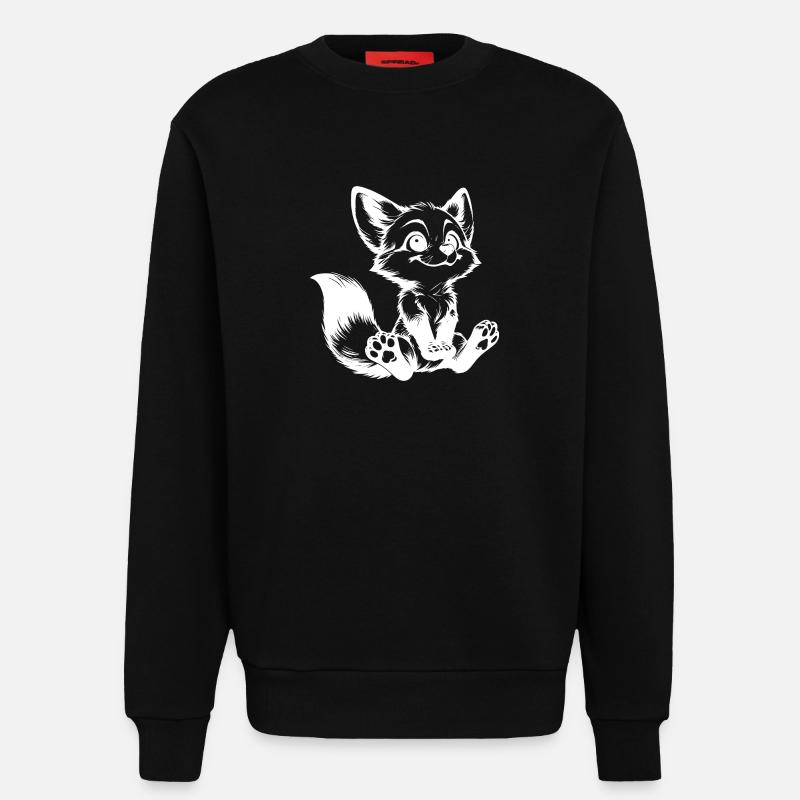 Curious Fox Drawing Seated Fox - Sweatshirt - made by SPREAD - SOLID BLACK