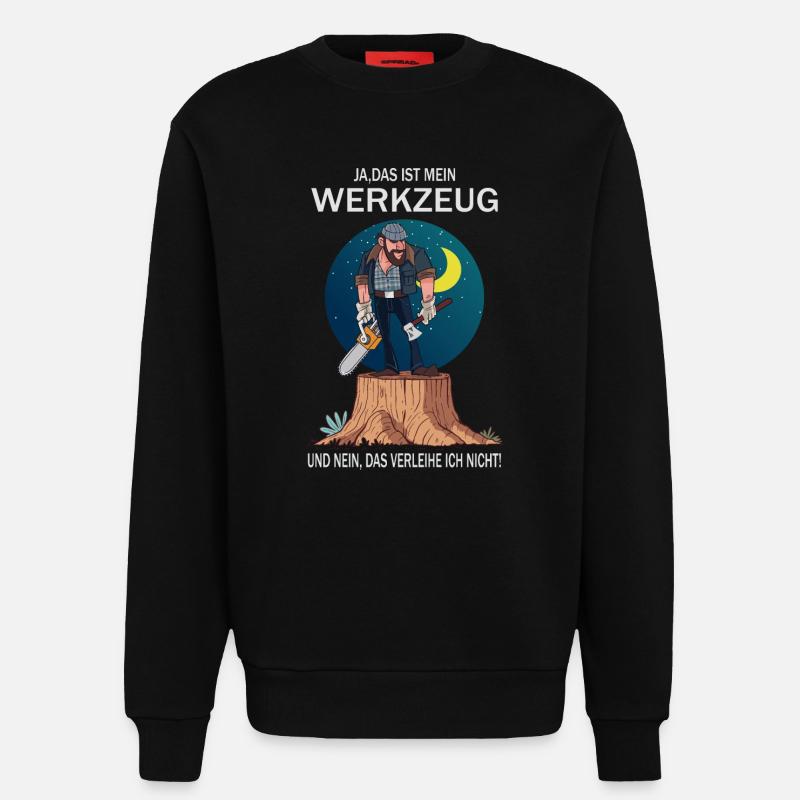 Lumberjack and his tools - Sweatshirt - made by SPREAD  - SOLID BLACK