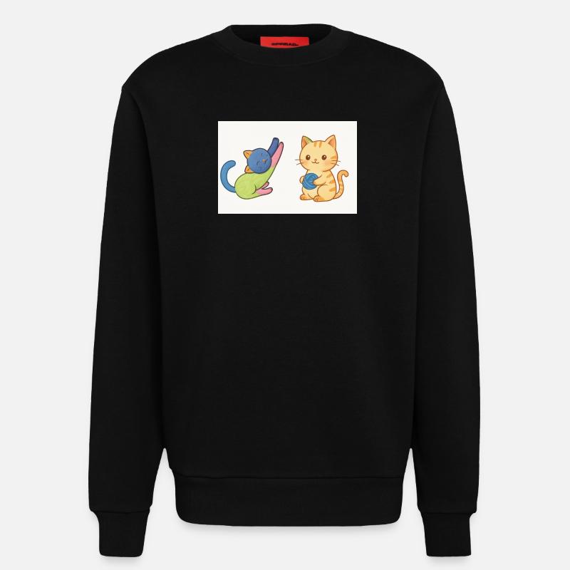 Verspieltes Duo aus Kätzchen und Garn - Sweatshirt - made by SPREAD  - SOLID BLACK
