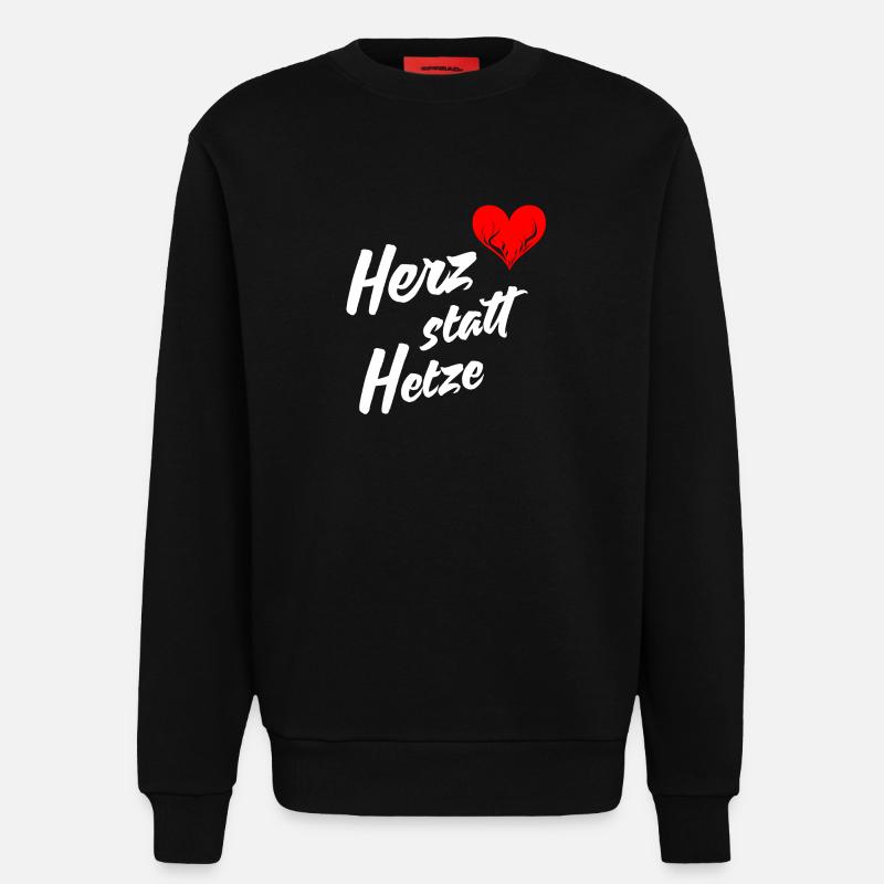 Herz statt Hetze - Sweatshirt - made by SPREAD - SOLID BLACK