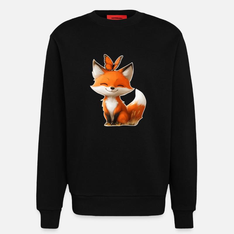 Fuchs mit Schmetterling - Sweatshirt - made by SPREAD  - SOLID BLACK