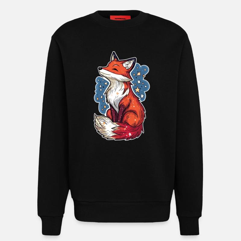 Fox and starry sky - Sweatshirt - made by SPREAD  - SOLID BLACK
