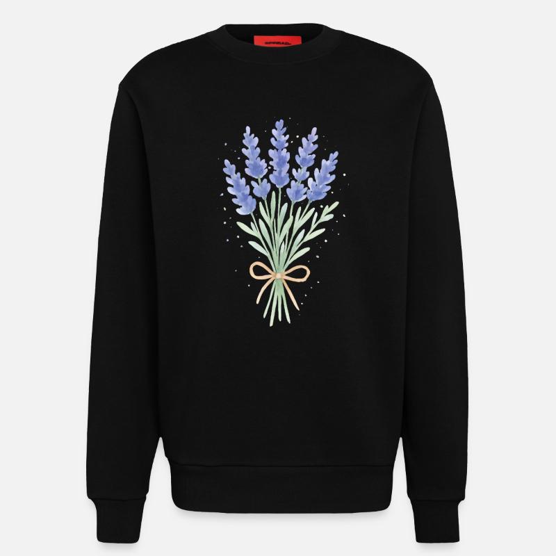 Lavendel Sträußchen - Sweatshirt - made by SPREAD  - SOLID BLACK