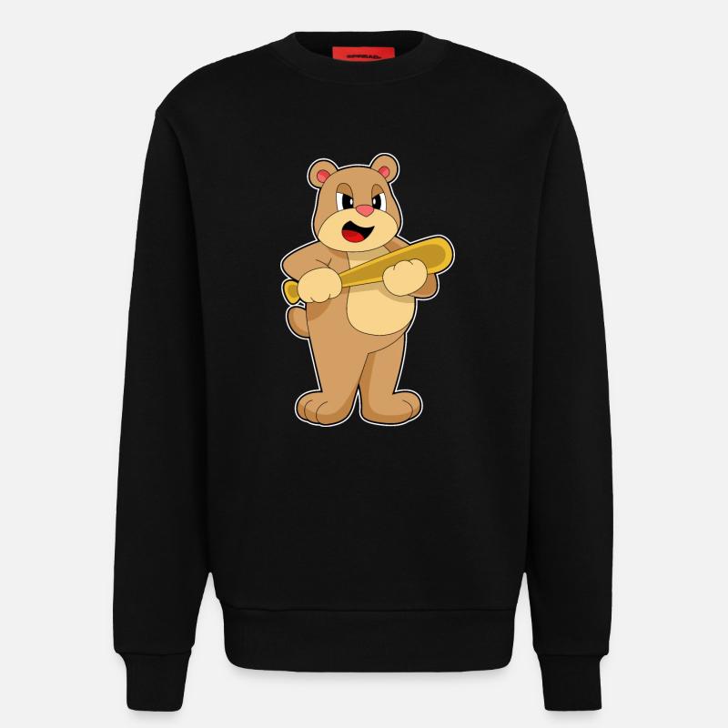 Batte de baseball Bear - Sweat bio décontracté fabriqué en UE - SOLID BLACK