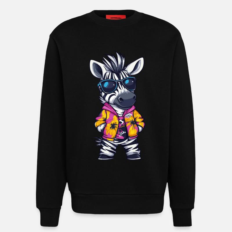 Zebra Comic Funny Summer - Sweatshirt - made by SPREAD - SOLID BLACK