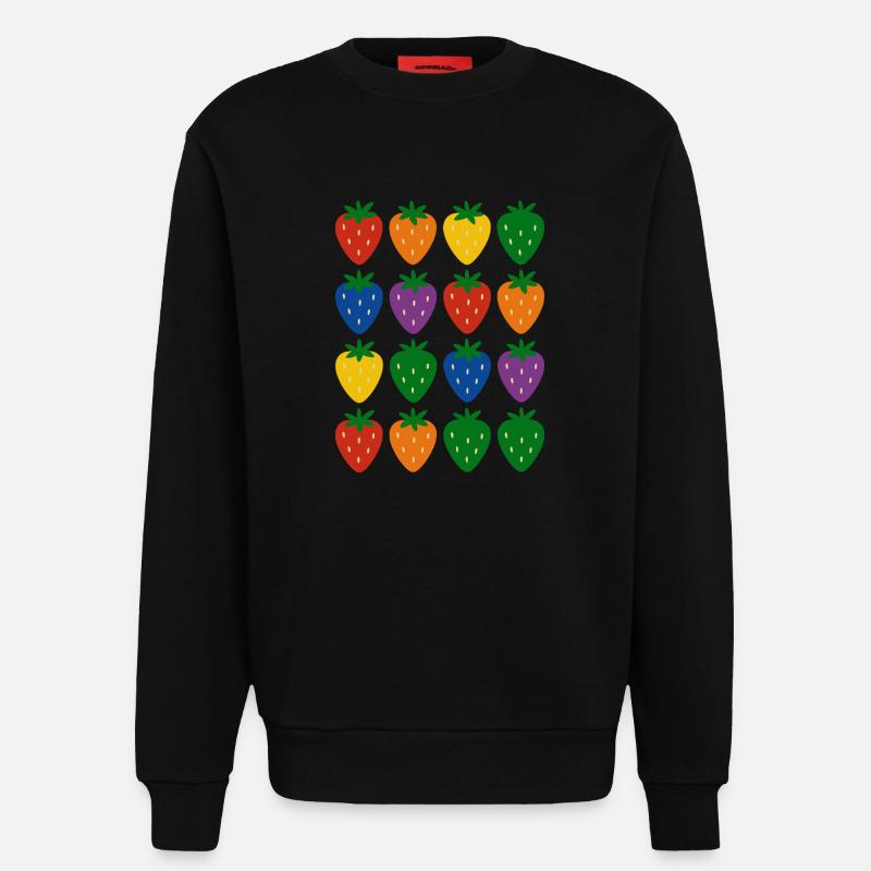 Buntes Regenbogen-Erdbeermuster - Sweatshirt - made by SPREAD  - SOLID BLACK