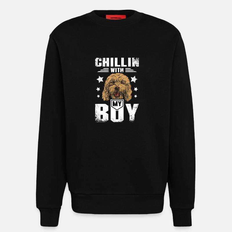 chillin with my cockapoo boy - Sweatshirt - made by SPREAD  - SOLID BLACK