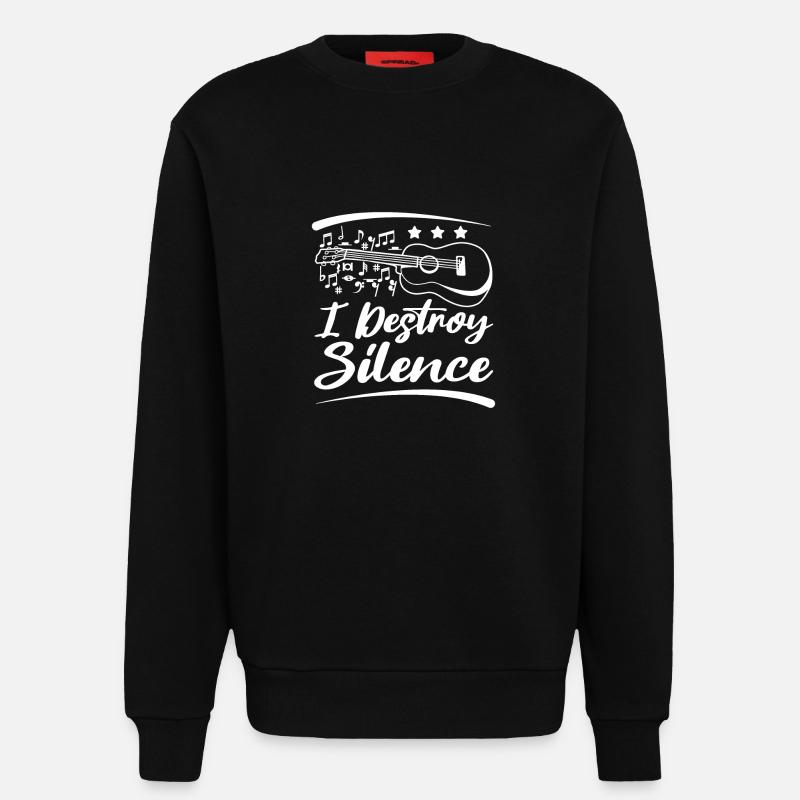 I destroy silence playing ukulele - Sweatshirt - made by SPREAD  - SOLID BLACK